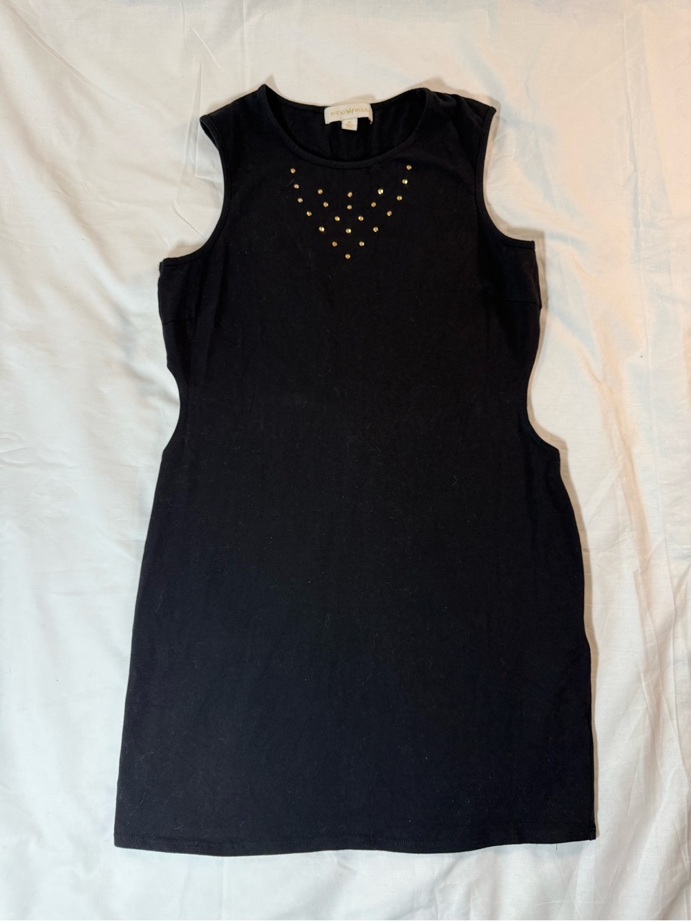 Nicki Minaj Vintage Black Mini Dress with Gold Stud Accents Cut Out Back XL